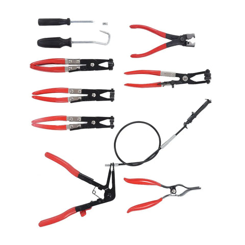 Heavy Duty Hose Clamp Pliers Set With Ergonomic Rubber Handles Built For Tough Automotive Repairs And Versatile Maintenance Jobs Using Durable Steel Construction For Maximum Power And Long Lasting Performance, 9-piece set