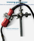 Top Shelf Heavy Duty Welding Positioner With Slick 360 Degrees Rotary Turntable And Variable Control 0 To 90 Degree Tilt Plus Foot Pedal And Chuck For Pro Pipe And Welding, features a manual welding gun holder.
