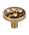 4 Pack Cute Fox Cabinet Knobs Round 1-1/4 Inch 32 Mm Dresser Drawer Pulls with fox design and gold accents