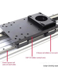 Top Tier Gear Rack Ball Screw Slide Unit With Slick Xyz Linear Guide Rail And Heavy Duty AC Servo Motor For Stress Free Laboratory Or Shop Upgrade close-up of precision slider assembly with 15mm rails and 4 linear sliders.