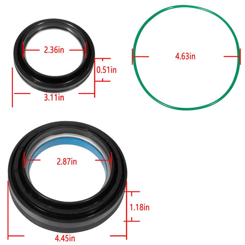Straight Shot Heavy Duty Front Axle Vacuum Knuckle And Tube Seal Kit For 1998 To 2004 Ford F250 F350 F450 F550 Excursion Dana Fifty Sixty, 3 seals and O-ring.