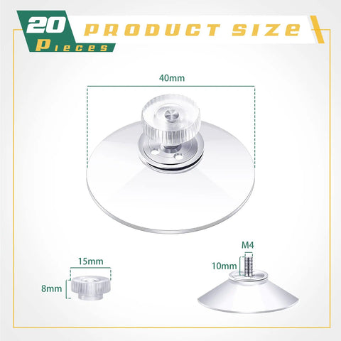 Heavy Duty 20 Piece Suction Cups With Screws 40mm Clear Pvc Sucker Pads showing detailed dimensions and design features for bathroom and window use.