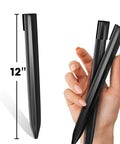 Landscape Edging Stakes Kit 26 Pack 12 Inch Corrugated Steel Garden Stakes with curved tops and reinforced ribs in hand