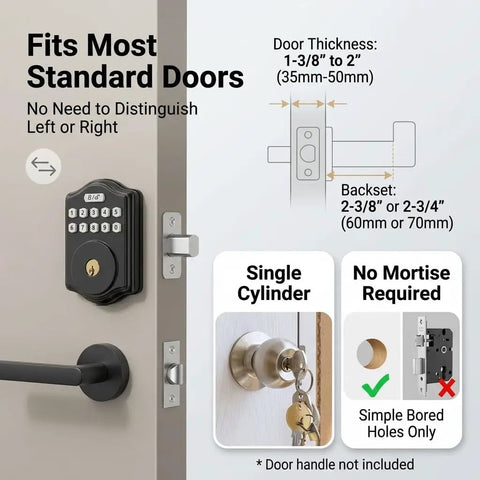 Keyless Entry Door Lock With Electronic Keypad And Voice Guidance Smart Deadbolt Auto Lock Anti Peeping Password Backlit Display No Sweat Home Install For Front Doors