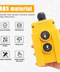 3 Wire 12V Remote Control Switch For Single Acting Hydraulic Pumps, Compact yellow design, dual buttons, hand-held view.