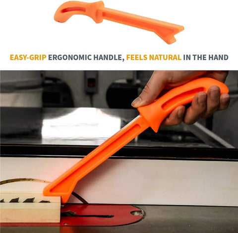 Person using Deluxe Featherboard Safety Kit V stick on table saw for precise feed control and minimal kickback
