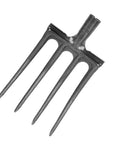 Heavy Duty Garden Digging Fork With High Carbon Steel Tines, Four Prong Spading Fork for loosening soil, angled view.