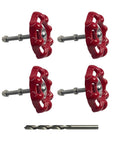 4 Pack Vintage Iron Valve Cabinet Knobs And Pulls With Drill Bit, Unique Disc Shaped Metal Handles, Industrial Style Red Finish