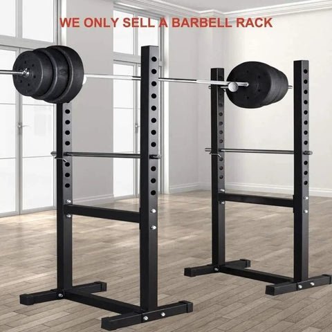 Adjustable Squat Rack And Bench Press Station For Home Gym, beefy build weight lifting rack with barbell in modern room