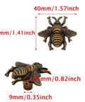 Bee Cabinet Knob Set Solid Four Pack Bumble Bee Insect Drawer Pulls Zinc Alloy Bronze Finish Single Hole Handles with dimensions.