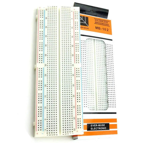 Close-up of one breadboard from Two Pack 830 Point Solderless Breadboard Prototyping Kit for Electronics Projects with packaging.