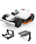 LUBA 3 AWD 5000 Robot Lawn Mower Ultimate All In One Kit With Garage And Washstand shown with accessories