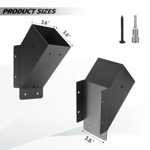 8 Pack Pergola Brackets 45 Degree Angle For 4x4 Lumber Kit For Pergolas Gazebos Patio Outdoor Built To Last Black Powder Coated Carbon Steel Rust Resistant And Durable Actual Size 3.6x3.6