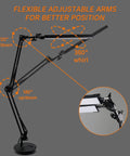 LED Desk Lamp with Clamp Adjustable Swing Arm Dual Head Light for Office and Home 3 Color Modes and 10 Level Dimming Eye Care