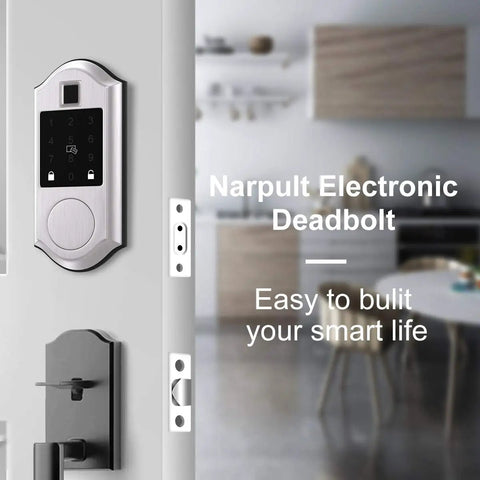 Fingerprint Smart Lock With Keyless Entry Electronic Deadbolt Bluetooth Keypad Digital Lock App Control Biometric Access, door view