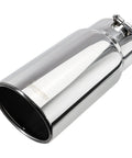 Universal Diesel Truck Exhaust Tip 4 Inch Inlet 6 Inch Outlet, 15 Inch Long Stainless Steel Bolt-On With Rolled Edge And 45 Degree Cut