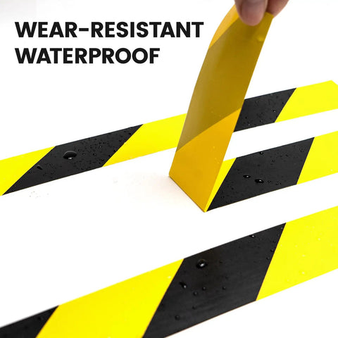 Built Tough Industrial Caution Tape For Warehouse Floors That Crush Resists Forklifts And Waterproof Construction While Delivering Long Haul Safety Strips For Factories And Parking Lots Daily, featuring yellow and black wear-resistant tape.