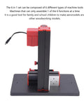 Ftvogue 6 In 1 Mini Motorized Lathe Machine side view showcasing compact design for DIY woodworking and model making.