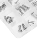 12 Sizes 304 Stainless Steel Flat Head Clevis Pins Kit With Plastic Box M3 M4 M5 12 Type Assortment, 64 Pcs in compartment