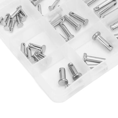 12 Sizes 304 Stainless Steel Flat Head Clevis Pins Kit With Plastic Box M3 M4 M5 12 Type Assortment, 64 Pcs in compartment