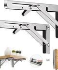 Heavy Duty Folding Shelf Brackets Set 2 Pack Space Saving Triangle Wall Mounted Hinge Brackets For Tools And Shelves 6 Inch Black