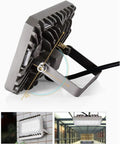 JUDYSSY Led Floodlight Outdoor Super Bright showing flexible installation bracket, suitable for wall or ceiling mounting.
