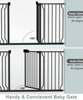 Extra Wide Pressure Mounted Baby Gate For Stairs And Openings, Heavy Duty Indoor Dog Gate With Three Extension Panels, Easy Install