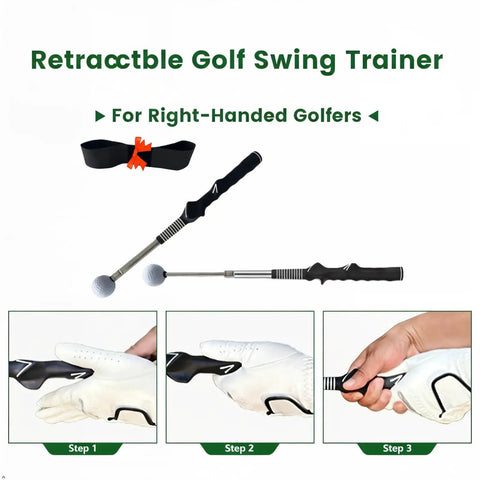 Retractable Golf Swing Trainer With Click Feedback Posture Correction Arm Band And Grip Trainer for Right Handed Players