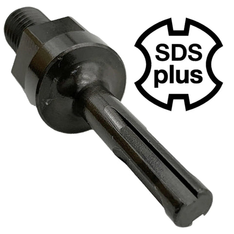 5/8 To 11 Male To SDS Plus Core Drill Adapter For Core Bits, Heat Treated Steel With High Strength, side view with SDS Plus logo