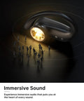 Bluetooth 5.4 Wireless Earbuds With Secure Ear Hooks For Running And Workouts IPX7 Waterproof Sport Headphones shown with immersive sound effect.