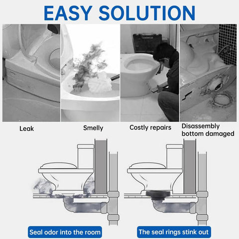 Diagram showing easy solution for leak issues and costly repairs with stainless steel toilet bolts.