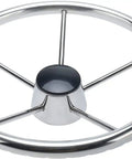 Stainless wheel from Outboard Rotary Steering System With 14-Foot Steering Cable, 3 Quarter Inch Shaft, Marine Boat Steering Kit.