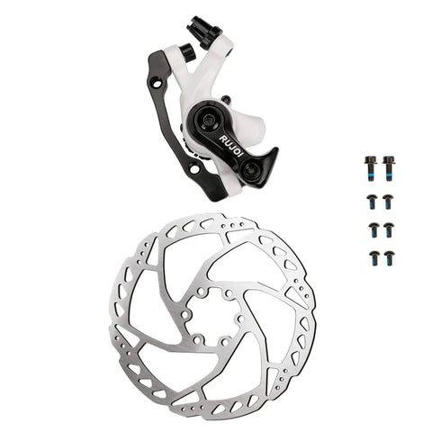 Bike Disc Brake Kit With Aluminum Front Caliper Full Aluminum Alloy Brake Lever 160mm Rotor And Tool Free Pad Adjuster For Road And Mountain Bikes