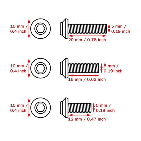 Diagram of Beefy Fairing Bolts Kit for Ninja Motorcycles 300 400 250 ZX6R ZX7R ZX9R Stainless Steel Hex Socket Head Flat Screws