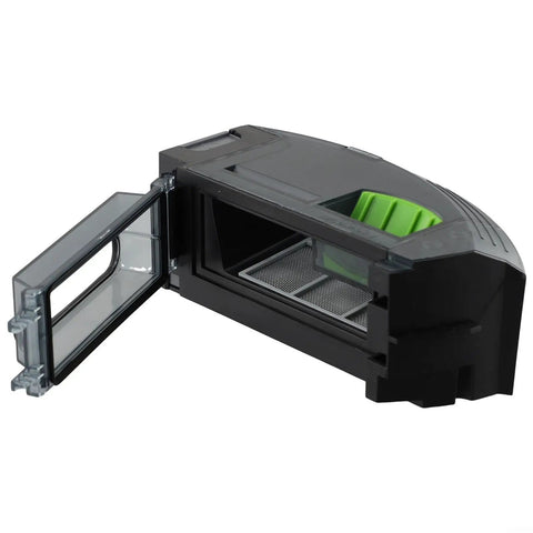 Heavy Duty Dirt Bin Compatible With Roomba I1 I3 I4 I5 I6 I7 Plus I8 Advanced Dust Collection System showing open access for easy emptying.