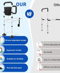 Comparison of adjustable bed rails; left side features Adjustable Bed Rails For Seniors With Non Slip Grab Bar And Storage Pocket ASTM Approved