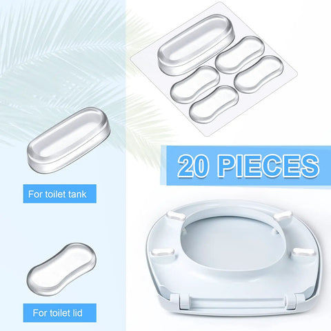 Twenty Pack Toilet Seat Bumpers Replacement Kit With Universal Fit And Strong Adhesive, clear silicone rubber bumpers, 20 pieces