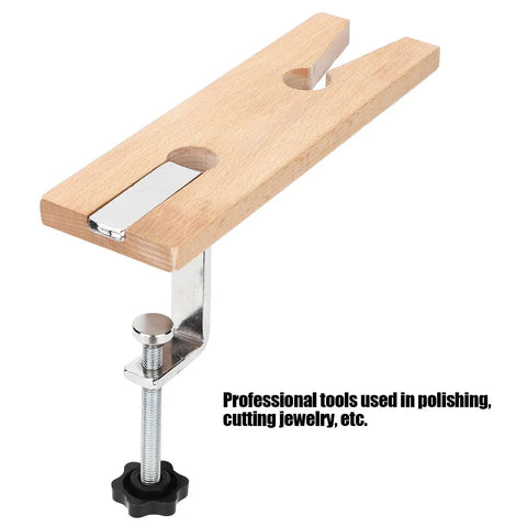 Wooden Jewelers Bench Pin With Heavy Duty C Clamp Slotted Jewelry Work Holder for ring polishing and soldering craft