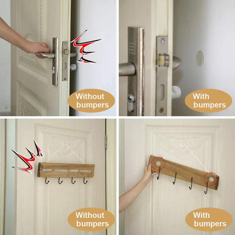 Slick Silicone Adhesive Furniture Pads For Glass Tables And Cabinet Drawers Featuring Dead Quiet Anti Slip Grip To Lock Everything Secure And Keep Floors Looking Sharp In An Eighteen Piece Kit on a door