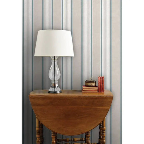 Rustic Victorian Matte Linen Wallpaper, Top Shelf Vinyl Free Type Two Wall Wrap, kitchen decor with a glass lamp and books.