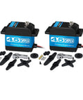 Two Pack 45Kg High Torque RC Steering Servo With 8.4V Coreless Stainless Steel Gears Waterproof Low Profile 180-Degree For 1/8, 1/10, 1/12 Scale Cars And DIY Robots with accessories
