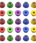 Heavy Duty M4 Aluminum Nylon Lock Nuts 25 Pack Flange Self Locking Inserts in assorted colors for RC builds