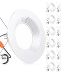 Five To Six Inch LED Recessed Can Lights 12 Pack With Heavy Duty Metal Baffle Trim Dimmable Damp Rated 12W Equivalent 110W 1100 Lumens