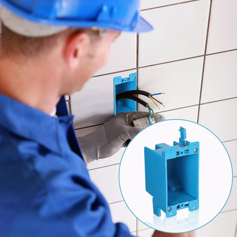 16 Pack 1 Gang Old Work Retrofit Electrical Box for Wall Switch and Outlet Installations, 14 Cu In PVC Junction Box installed in tiled wall