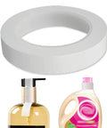 No Spill Leakproof Bottle Sealing Tape 1.18In By 108Ft with toiletries for travel and shipping, showing roll and use on bottles