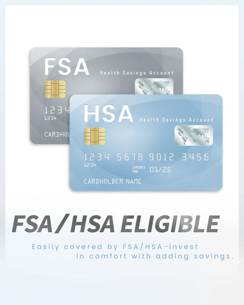 FSA and HSA health savings account cards, indicating eligibility for medical expense coverage.
