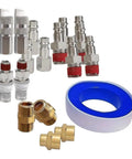 Super Quick Connect Air Coupler Kit For Compressor Tools With Premium Brass And Steel Pneumatic Fitting Set In 1/4 Inch NPT Size For Garage Auto Shop Use To Maximize Workflow Efficiency Today.