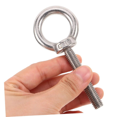 Heavy Duty Stainless Steel Eye Bolt Set With Nuts And Washers Long Reach Design Wear Resistant For Household And Industrial Use M10x60 Complete Fastener Kit With Flat Washers And Spring Washers, M10 eye bolt
