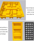 Heavy Duty HDPE Spill Containment Pallet With Anti Slip Tray Odorless Waterproof Platform Easy To Clean Chemical Resistant Spill Tray For Gas Stations And Offices 675x675x150mm showing yellow tray and black partition