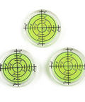 32mm Circular for spirit Level Bubble for Furniture Placement and showing three circular levels with degree markings.